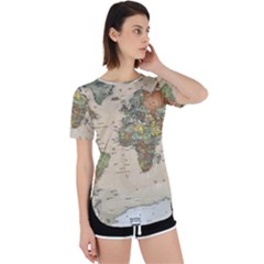 Vintage World Map Aesthetic Perpetual Short Sleeve T-shirt by Cemarart