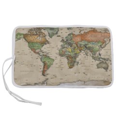 Vintage World Map Aesthetic Pen Storage Case (l) by Cemarart