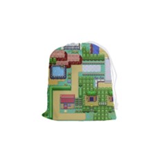 Pixel Map Game Drawstring Pouch (small) by Cemarart