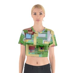 Pixel Map Game Cotton Crop Top by Cemarart