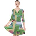 Pixel Map Game Quarter Sleeve Front Wrap Dress View1