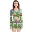 Pixel Map Game Velvet Wrap Crop Top and Shorts Set View1