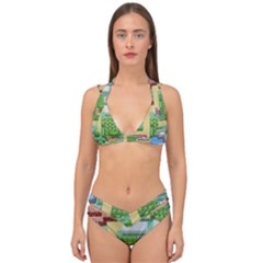 Pixel Map Game Double Strap Halter Bikini Set by Cemarart