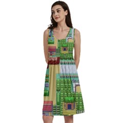 Pixel Map Game Classic Skater Dress by Cemarart