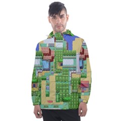 Pixel Map Game Men s Front Pocket Pullover Windbreaker by Cemarart