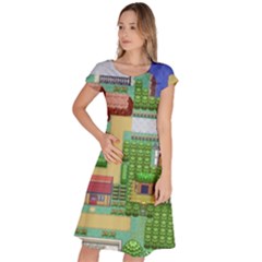 Pixel Map Game Classic Short Sleeve Dress by Cemarart