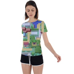 Pixel Map Game Back Circle Cutout Sports T-shirt by Cemarart