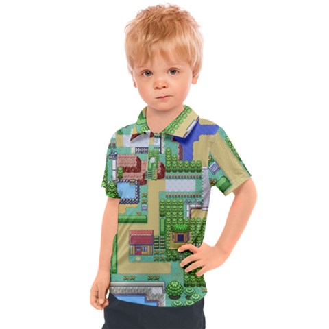 Pixel Map Game Kids  Polo T-shirt by Cemarart