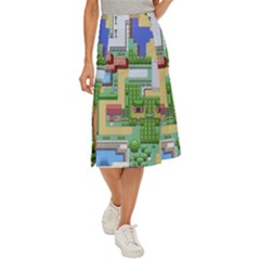 Pixel Map Game Midi Panel Skirt by Cemarart