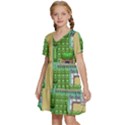 Pixel Map Game Kids  Short Sleeve Tiered Mini Dress View2