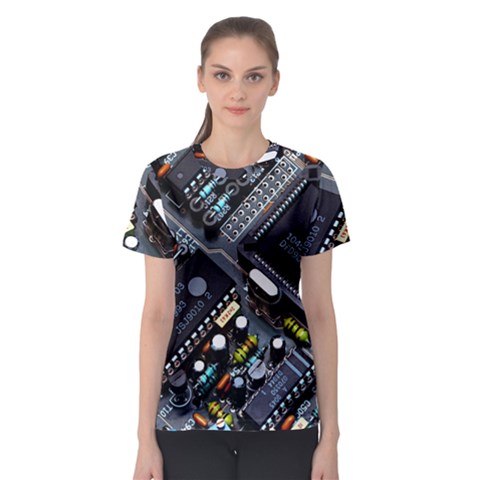 Motherboard Board Circuit Electronic Technology Women s Sport Mesh T-shirt by Cemarart