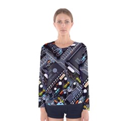 Motherboard Board Circuit Electronic Technology Women s Long Sleeve T-shirt