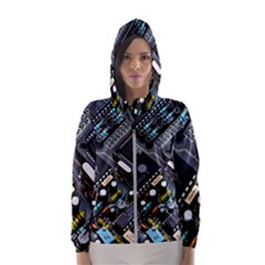 Motherboard Board Circuit Electronic Technology Women s Hooded Windbreaker