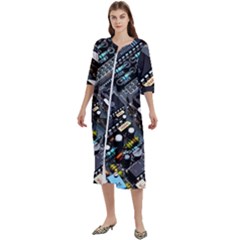 Motherboard Board Circuit Electronic Technology Women s Cotton 3/4 Sleeve Night Gown by Cemarart