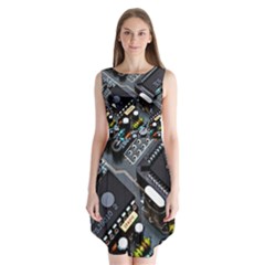 Motherboard Board Circuit Electronic Technology Sleeveless Chiffon Dress   by Cemarart