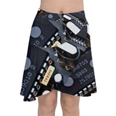 Motherboard Board Circuit Electronic Technology Chiffon Wrap Front Skirt by Cemarart