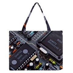 Motherboard Board Circuit Electronic Technology Zipper Medium Tote Bag by Cemarart