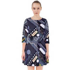 Motherboard Board Circuit Electronic Technology Smock Dress by Cemarart