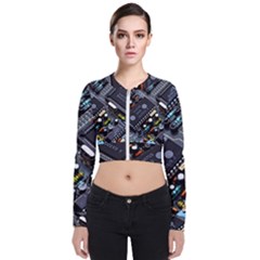 Motherboard Board Circuit Electronic Technology Long Sleeve Zip Up Bomber Jacket by Cemarart