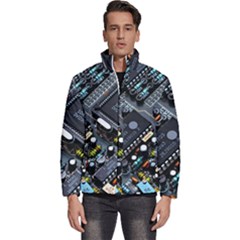 Motherboard Board Circuit Electronic Technology Men s Puffer Bubble Jacket Coat by Cemarart