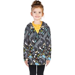 Motherboard Board Circuit Electronic Technology Kids  Double Breasted Button Coat by Cemarart