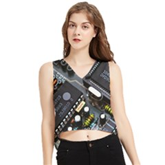 Motherboard Board Circuit Electronic Technology V-neck Cropped Tank Top by Cemarart