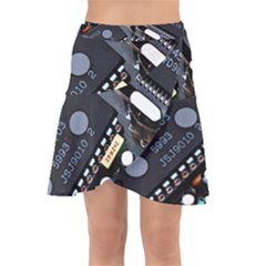 Motherboard Board Circuit Electronic Technology Wrap Front Skirt by Cemarart