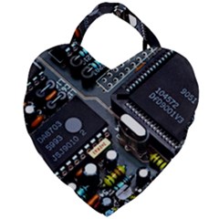 Motherboard Board Circuit Electronic Technology Giant Heart Shaped Tote by Cemarart