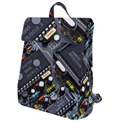 Motherboard Board Circuit Electronic Technology Flap Top Backpack by Cemarart