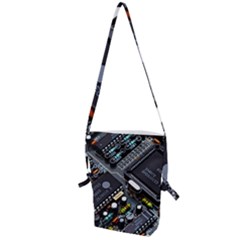 Motherboard Board Circuit Electronic Technology Folding Shoulder Bag by Cemarart