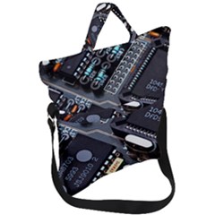 Motherboard Board Circuit Electronic Technology Fold Over Handle Tote Bag by Cemarart