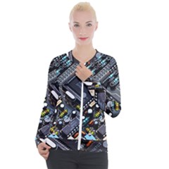 Motherboard Board Circuit Electronic Technology Casual Zip Up Jacket by Cemarart