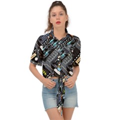 Motherboard Board Circuit Electronic Technology Tie Front Shirt  by Cemarart