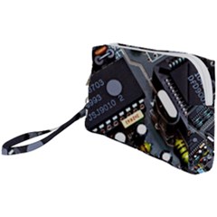 Motherboard Board Circuit Electronic Technology Wristlet Pouch Bag (small) by Cemarart