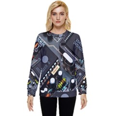 Motherboard Board Circuit Electronic Technology Hidden Pocket Sweatshirt by Cemarart