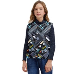 Motherboard Board Circuit Electronic Technology Kid s Button Up Puffer Vest	 by Cemarart