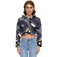 Motherboard Board Circuit Electronic Technology Women s Lightweight Cropped Hoodie by Cemarart