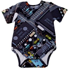 Motherboard Board Circuit Electronic Technology Baby Short Sleeve Bodysuit by Cemarart