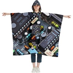 Motherboard Board Circuit Electronic Technology Women s Hooded Rain Ponchos by Cemarart