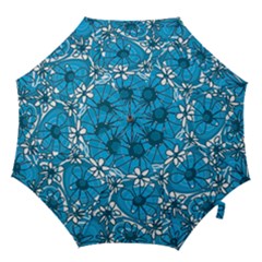 Mazipoodles Love Flowers - Blue White Hook Handle Umbrellas (large) by Mazipoodles