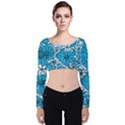 Mazipoodles Love Flowers - Blue White Velvet Long Sleeve Crop Top View1