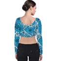 Mazipoodles Love Flowers - Blue White Velvet Long Sleeve Crop Top View2