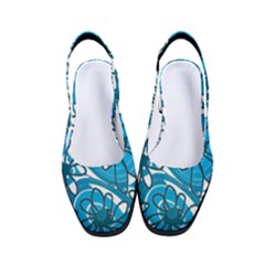 Mazipoodles Love Flowers - Blue White Women s Classic Slingback Heels by Mazipoodles