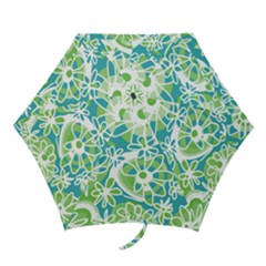 Mazipoodles Love Flowers - Teal Green Mini Folding Umbrellas by Mazipoodles