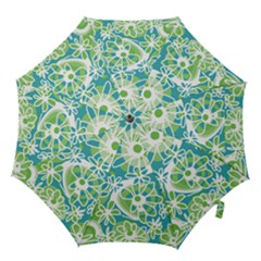 Mazipoodles Love Flowers - Teal Green Hook Handle Umbrellas (medium) by Mazipoodles