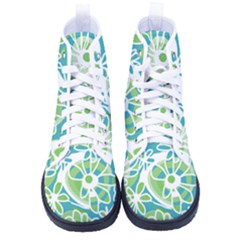 Mazipoodles Love Flowers - Teal Green Men s High-top Canvas Sneakers by Mazipoodles