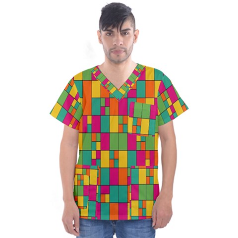 Abstract-background Men s V-neck Scrub Top by nateshop