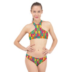 Abstract-background High Neck Bikini Set by nateshop