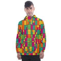 Abstract-background Men s Front Pocket Pullover Windbreaker