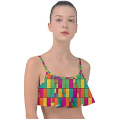 Abstract-background Frill Bikini Top